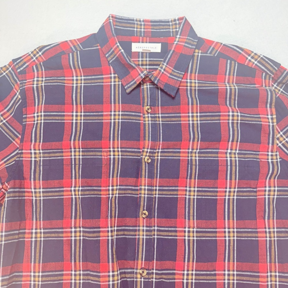 Aeropostale XXL Mens Flannel Shirt Long Sleeve Plaid Button Up Casual